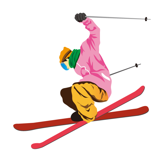 スキーで滑る